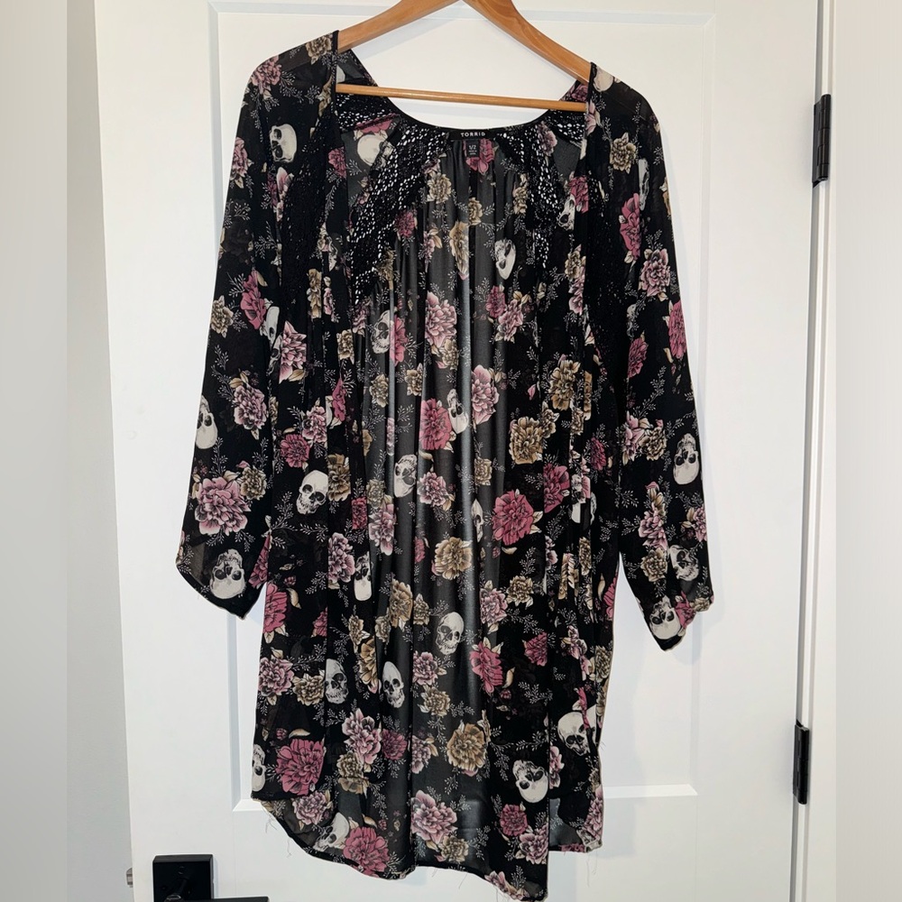 Torrid Floral Skull Ruana